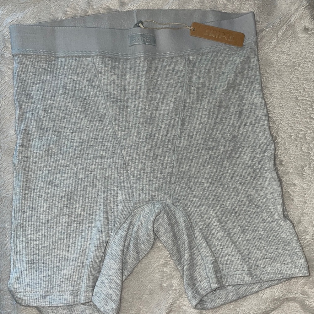 NWT Skims Cotton Rib Boxer| Light Heather Grey size small